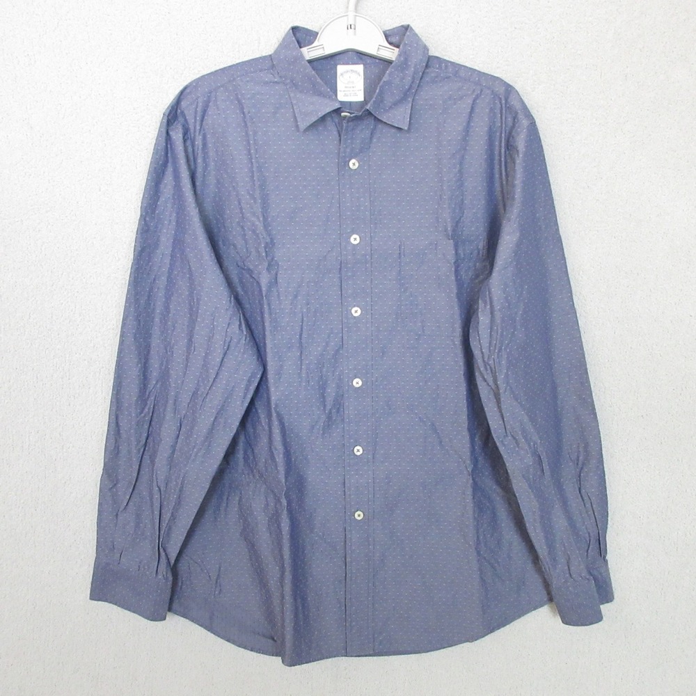 Brooks Brothers Regent Mens Button Up Shirt Blue Dot Pattern Preppy Size Large
